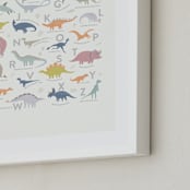 "Alphabet Dinos" - Art Print in white by Teju Reval - Frame Close-up