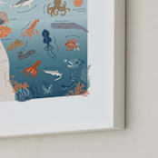 "Ocean Layers" - Art Print in Ocean Blue by Teju Reval - Frame Close-up