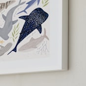 "Marvelous Sharks" - Art Print in Sand by Sabrin Deirani - Frame Close-up