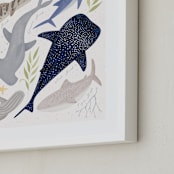 "Marvelous Sharks" - Art Print in Sand by Sabrin Deirani - Frame Close-up