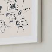 "Dog study" - Art Print in Cream by Teju Reval - Frame Close-up