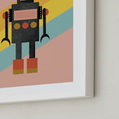 "Retro Robot" - Art Print in Bubblegum by Morgan Kendall - Frame Close-up