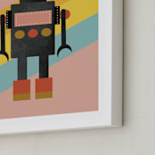 "Retro Robot" - Art Print in Bubblegum by Morgan Kendall - Frame Close-up