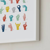 "American Sign Language ABCs" - Art Print in Rainbow by Jessie Steury - Frame Close-up