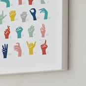"American Sign Language ABCs" - Art Print in Rainbow by Jessie Steury - Frame Close-up