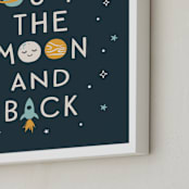 "Moon And Back" - Art Print in Midnight by Annie Holmquist - Frame Close-up