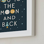 "Moon And Back" - Art Print in Midnight by Annie Holmquist - Frame Close-up