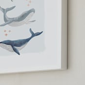 "Ocean Whales" - Art Print in Ocean Blue by Alice Nelen - Frame Close-up