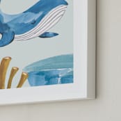 "Ocean Friends I" - Art Print in Whale by Teju Reval - Frame Close-up