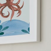 "Ocean Friends IV" - Art Print in Octopus by Teju Reval - Frame Close-up