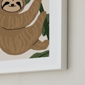 "Baby sloth" - Art Print in Brown by Cass Loh - Frame Close-up