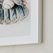 "Baseball 1" - Art Print in Leather by Helen Makadia - Frame Close-up