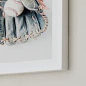 "Baseball 1" - Art Print in Leather by Helen Makadia - Frame Close-up
