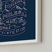 "Journey of a thousand miles" - Art Print in Midnight blue by Jennifer Wick - Frame Close-up
