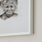"Bali Mama" - Art Print in Black & White by Jen - Frame Close-up