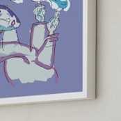 "Peace Bird" - Art Print in China Blue by Stuart Heir - Frame Close-up