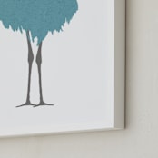 "Oh-Ostrich" - Art Print in Stone blue by Johanna Phillips Huuva - Frame Close-up