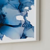 "Tides in Blue" - Art Print in Sea Blue by Erin Deegan - Frame Close-up