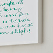"Jingle Bells Holiday" - Art Print in Teal by Megan Kelso - Frame Close-up