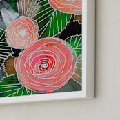 "Rosey Botanicals" - Art Print in Rosey Coral by Sarah Fitzgerald - Frame Close-up