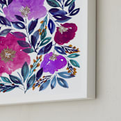 "hand painted flowers_5f" - Art Print in purple by Ramoncita - Frame Close-up