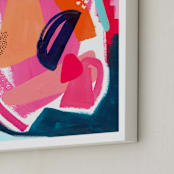 "Picking Strawberries" - Art Print in Bubble Gum Pink by Jennifer McCully - Frame Close-up