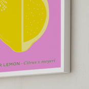 "Bold Lemon Print" - Art Print in Cheery Pink by Gaucho Works - Frame Close-up