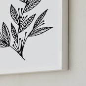 "Doodle Leaves1" - Art Print in black by Ramoncita - aticnomar - Frame Close-up