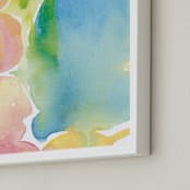 "Floating Color Globes" - Art Print in Earth Sky Blue by Deborah Velasquez - Frame Close-up