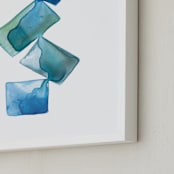 "Stacked Blue" - Art Print in Ocean Blue by Jennifer Morehead - Frame Close-up