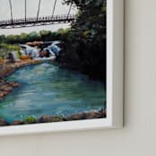 "Day in the Park" - Art Print in Lazy Water Blue by The Tattered Traveler - Frame Close-up