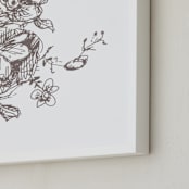 "Botanical Sketch 3" - Art Print in warm grey by Phrosné Barwood - Frame Close-up