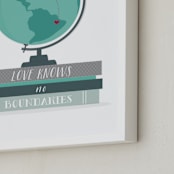 "Love Knows No Boundaries" - Art Print in Aquamarine by Anupama - Frame Close-up