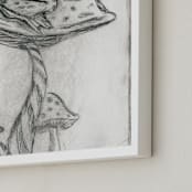 "Toad on Mushroom Monoprint" - Art Print in Charcoal by Marta Berk - Frame Close-up