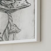 "Toad on Mushroom Monoprint" - Art Print in Charcoal by Marta Berk - Frame Close-up