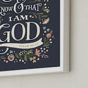 "Psalm 46:10" - Art Print in Slate by Jennifer Wick - Frame Close-up
