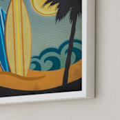 "Surf California" - Art Print in Vintage by Rochelle Renee - Frame Close-up