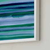 "Stripes du Jour #1" - Art Print in Emerald Ocean by Monica Janes Fine Art - Frame Close-up