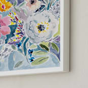 "Watercolor Flowers 3" - Art Print in Light blues by Susanna Nousiainen - Frame Close-up