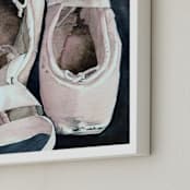 "On Pointe by Stephanie Toral" - Art Print in Ballet Pink by Stephanie Toral - Frame Close-up