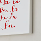 "Falala Calligraphy" - Art Print in Red by Megan Kelso - Frame Close-up