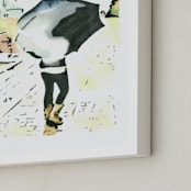 "Walking In The Rain" - Art Print in Rainy Day Light by Michelle Waldie - Frame Close-up