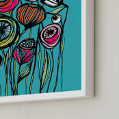 "Alcanena Floral" - Art Print in Turquoise Tease by Gill Eggleston - Frame Close-up