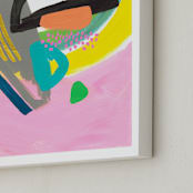 "In the Perfect Mood" - Art Print in Cotton Candy Pink by Jennifer McCully - Frame Close-up