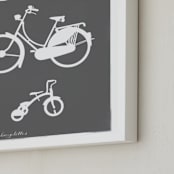 "La Famille de Bicyclettes" - Art Print in Slate Grey by Sheila Corcoran - Frame Close-up