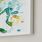 "In The Flow No. 1" - Art Print in Azo Yellow & Turquoise by Michelle Waldie - Frame Close-up