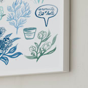 "Blue Watercolor French Flowers " - Art Print in Misty Blue by Paper Raven Co. - Frame Close-up