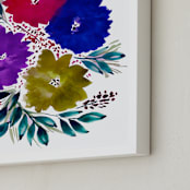"hand painted flowers_3C" - Art Print in dark blue by Ramoncita - Frame Close-up
