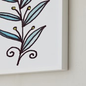 "watercolor leaves & swirl " - Art Print in dark plum by Ramoncita - Frame Close-up
