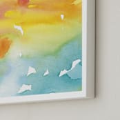 "Pink into Blue Night Sky" - Art Print in Sunset Orange by Deborah Velasquez - Frame Close-up